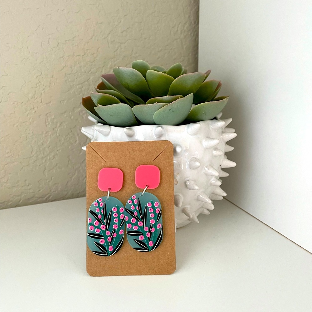 Geometric Floral Drop Earrings